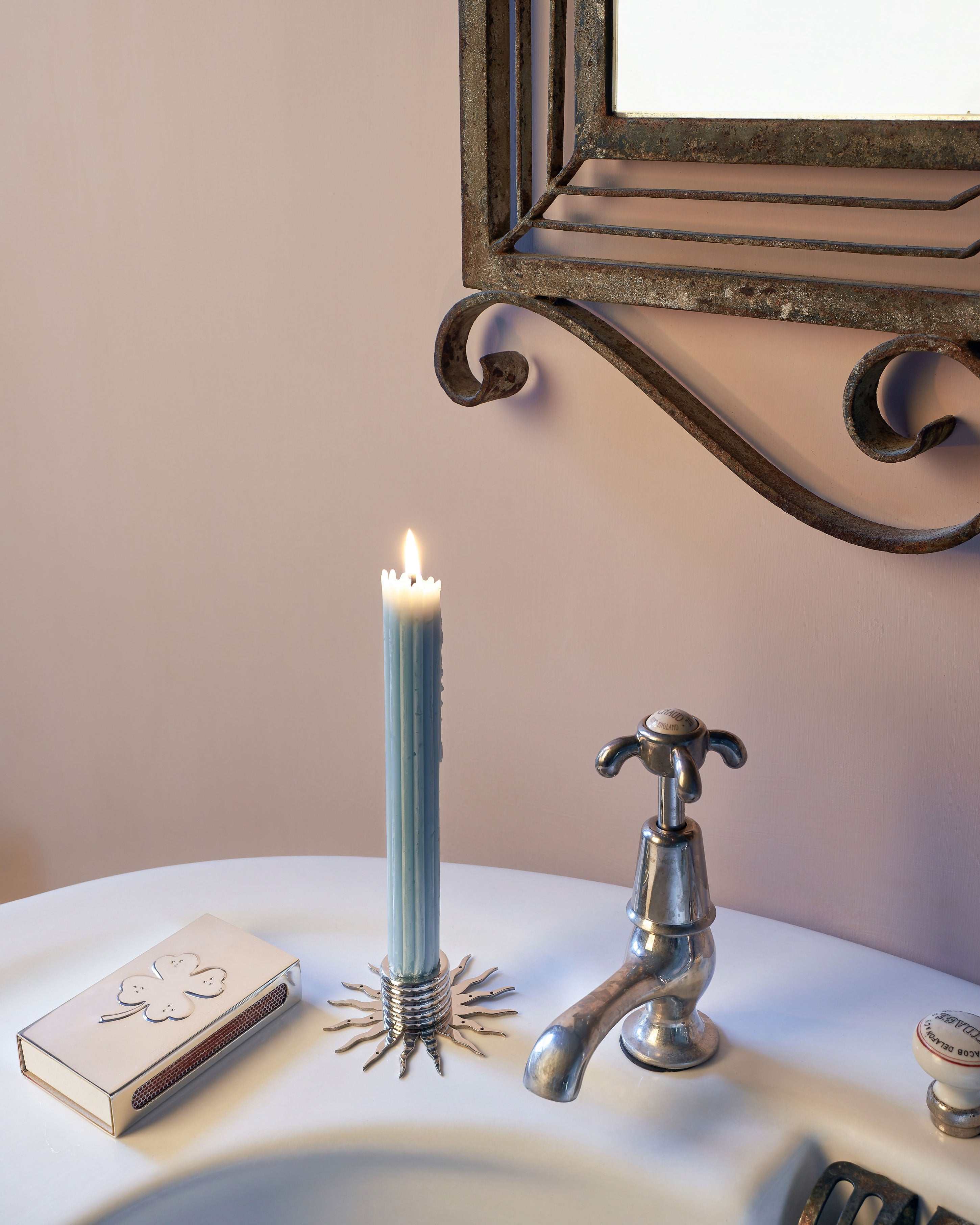 Sunburst Candle Holder, Nickel