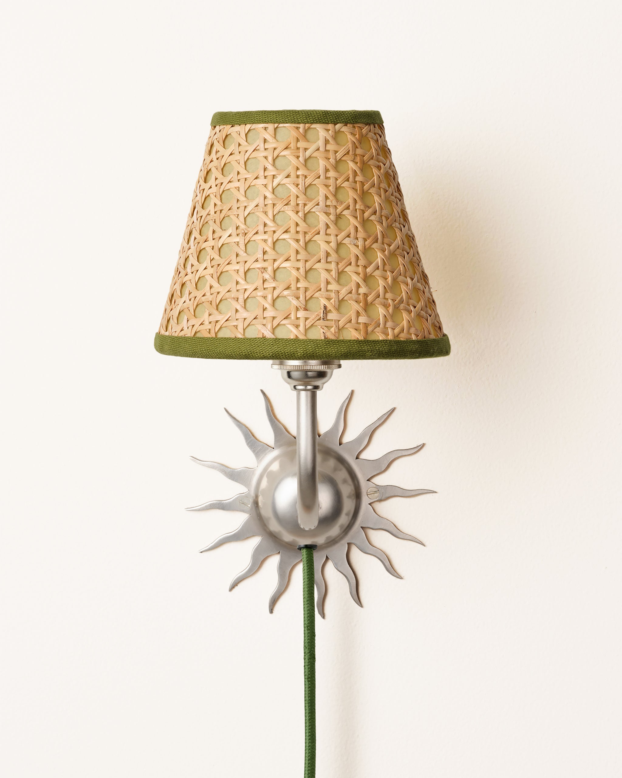 Sunburst Plug In Wall Light, Brushed Silver