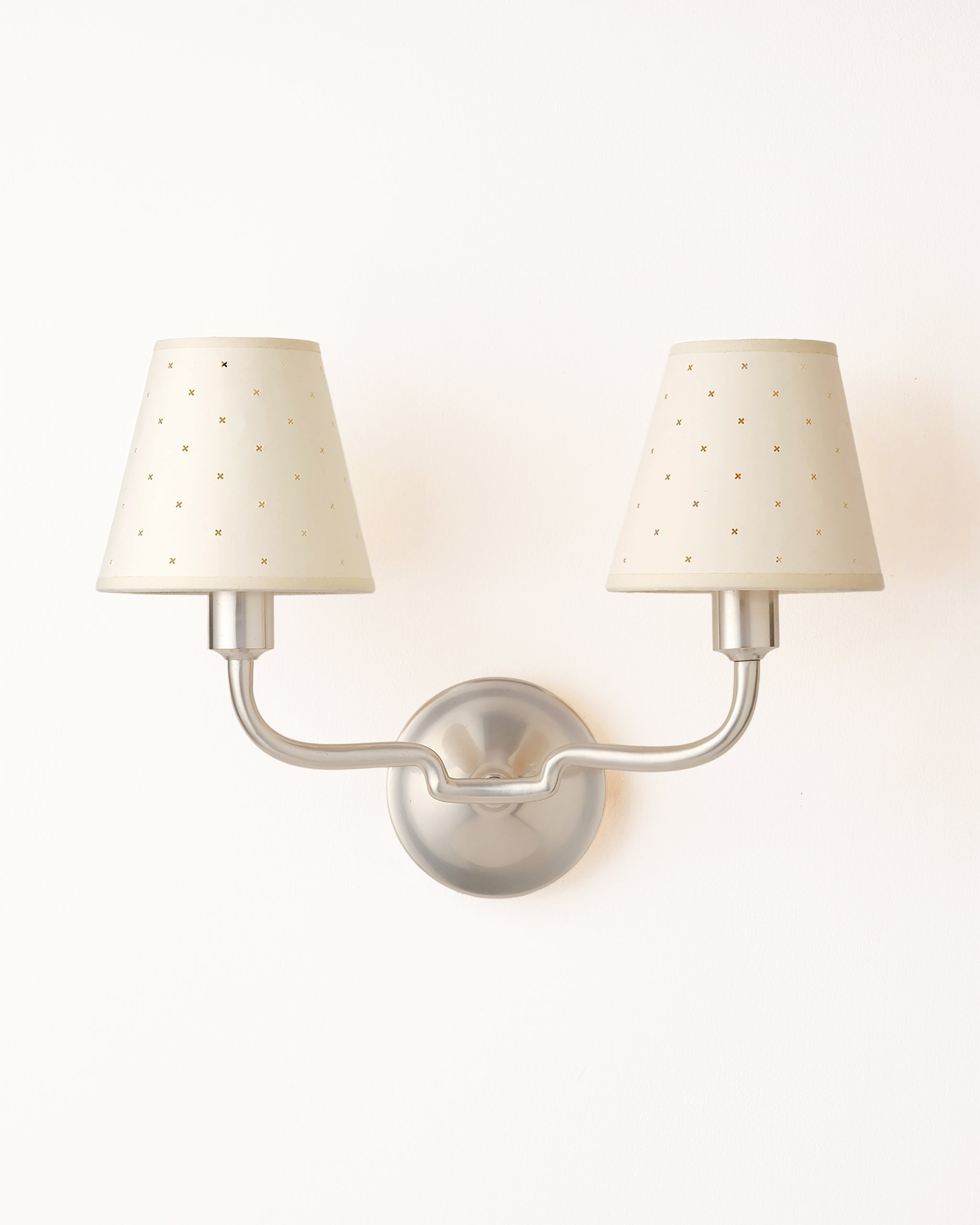 Double Wall Light, Brushed Silver