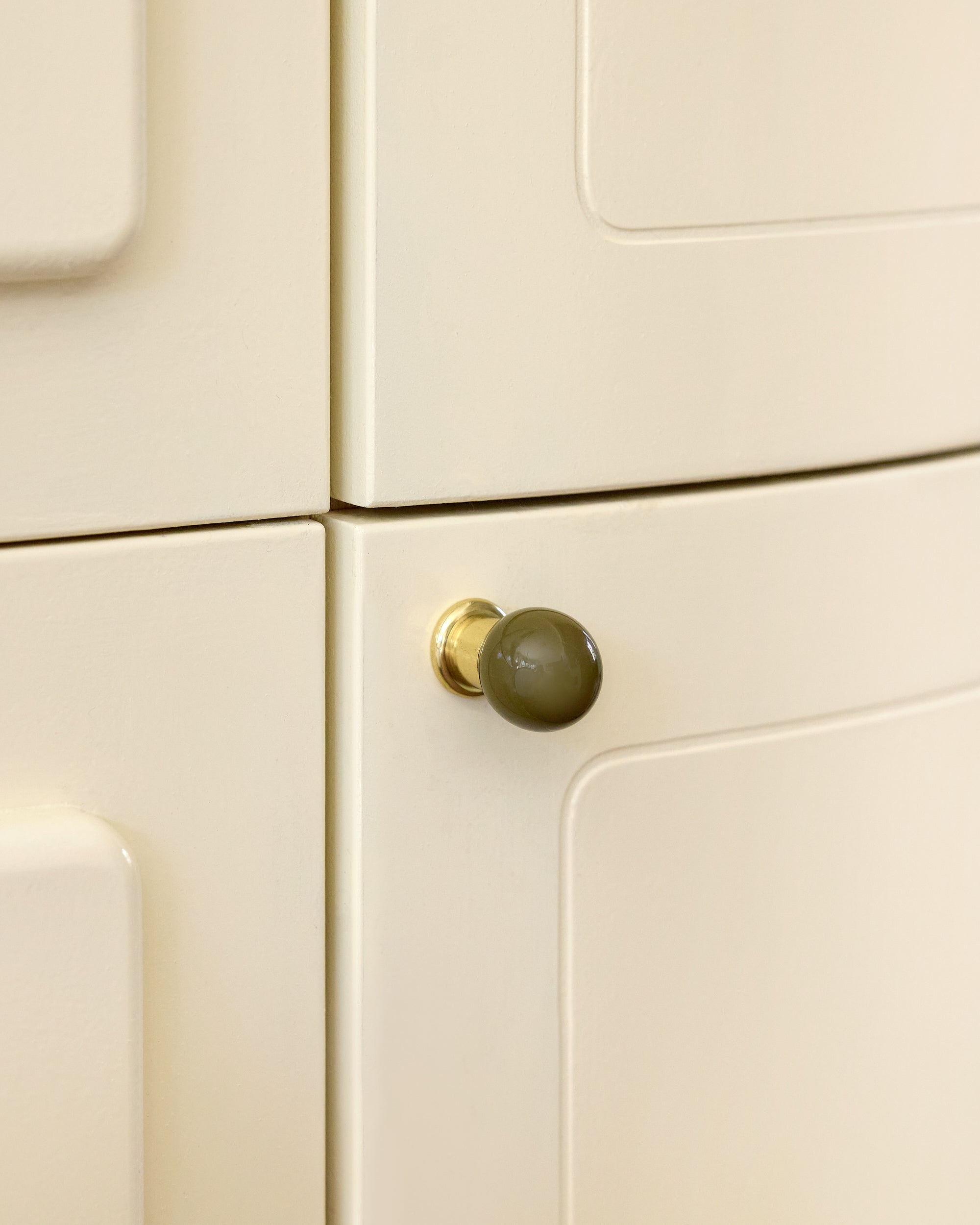 Coloured Knob, Khaki, Brass