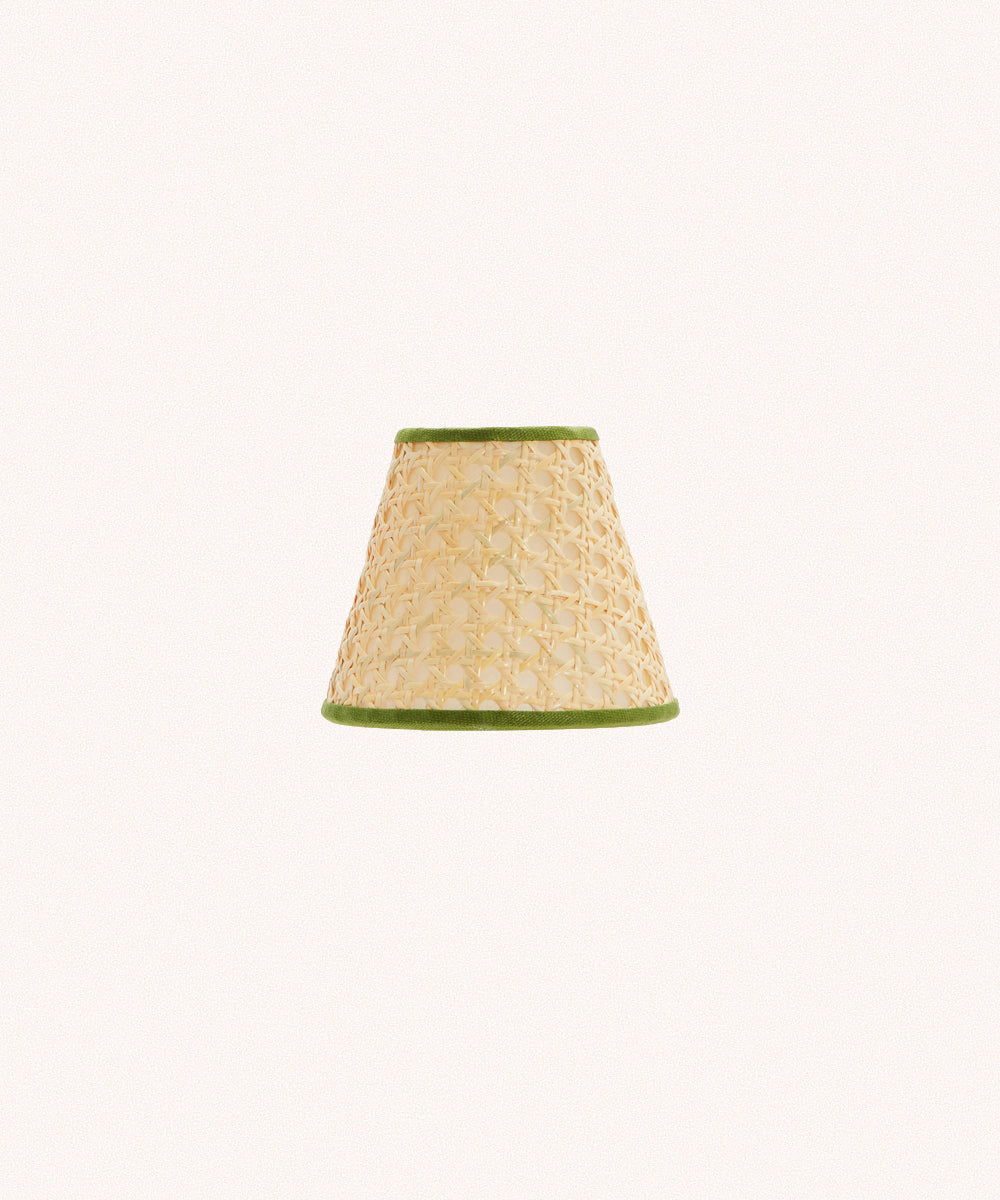 Cane Lampshade, Khaki Trim, Mini