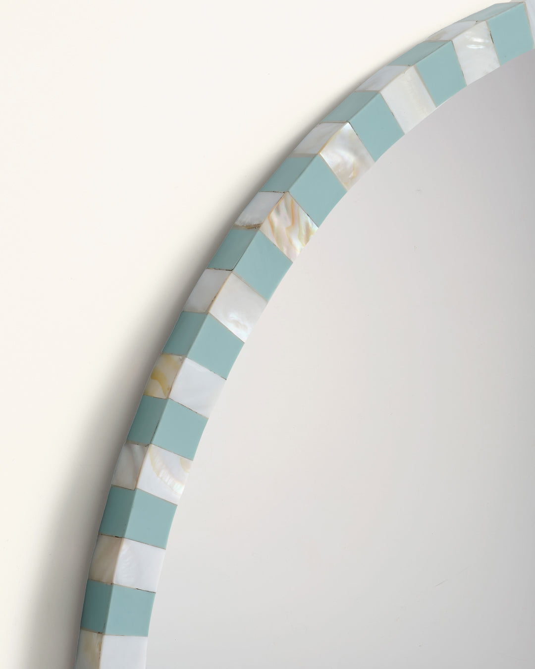 Pearl Oval Mirror, Pale Blue