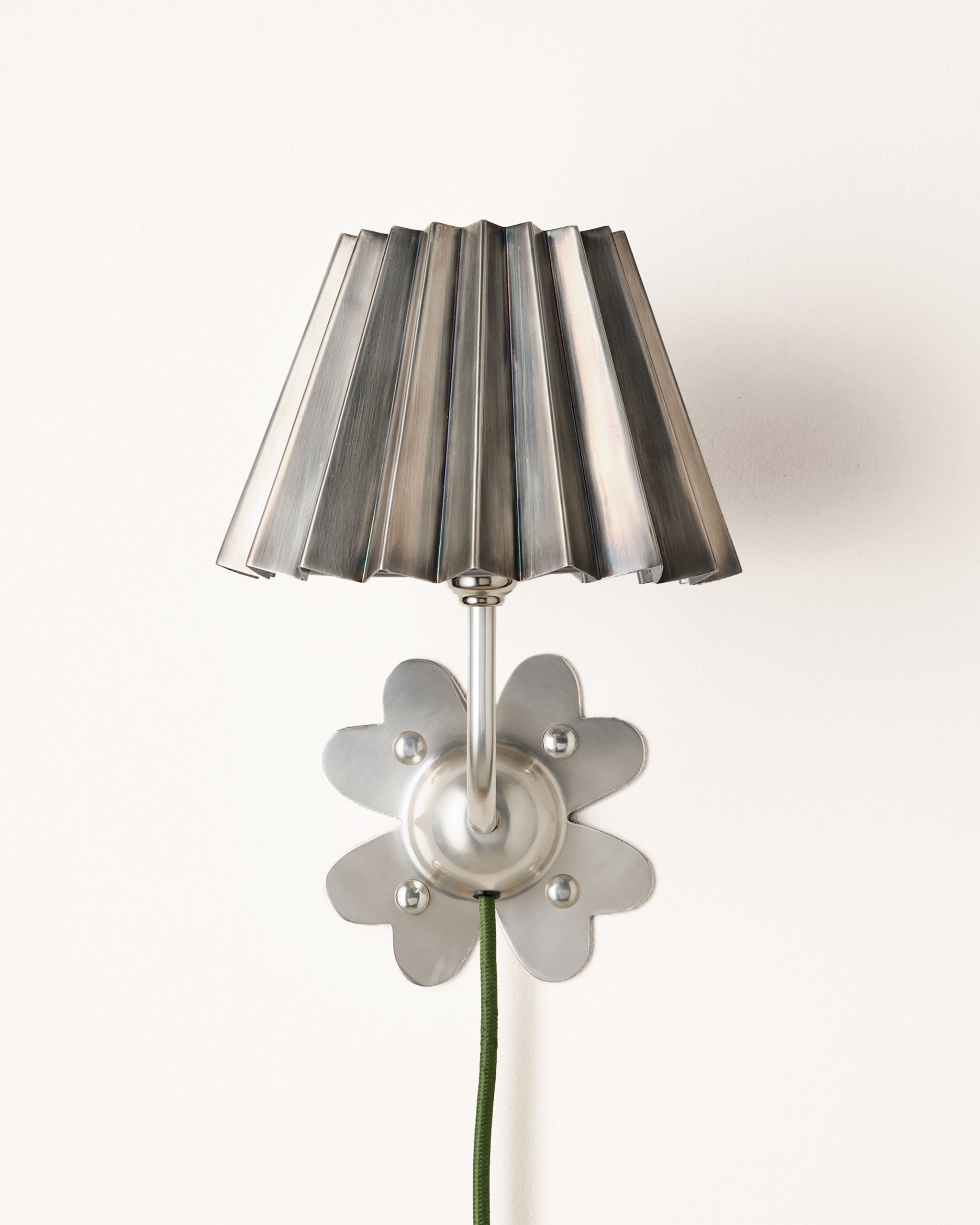 Clover Plug In Wall Light, Brushed Silver