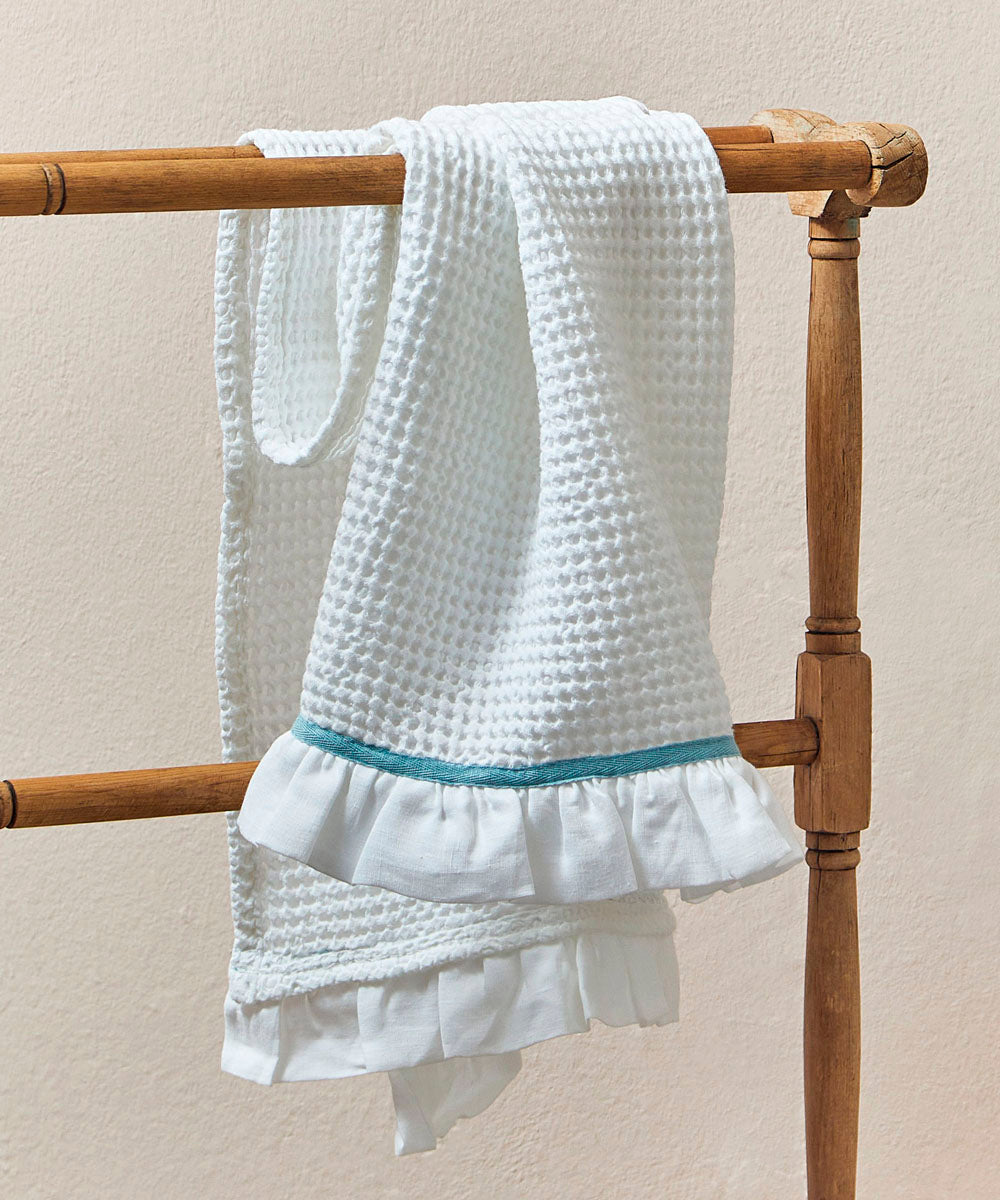 Waffle Cotton Hand Towels, Set Of 2, Sky Blue