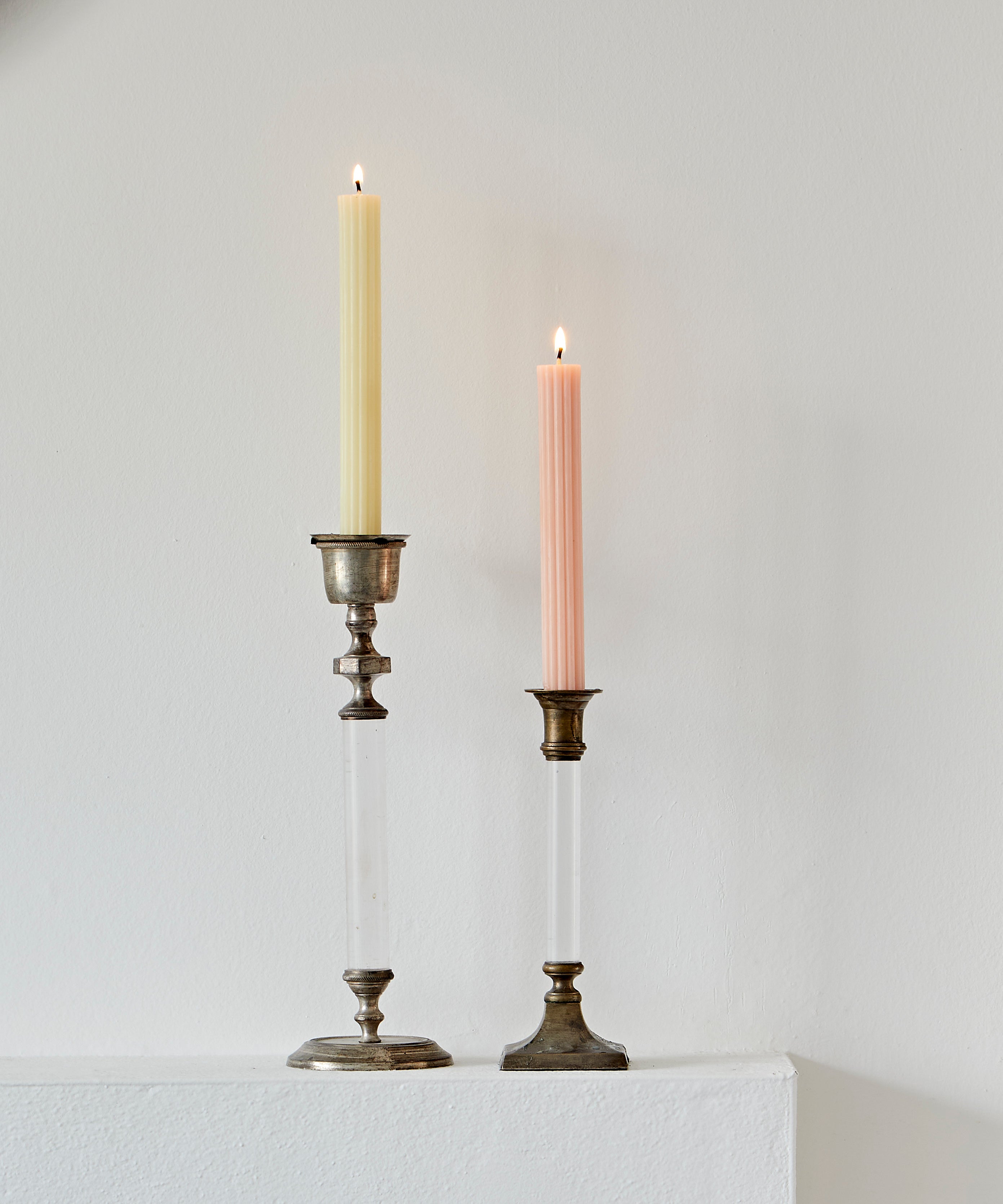 Ribbed Beeswax Candles Pack, Rose