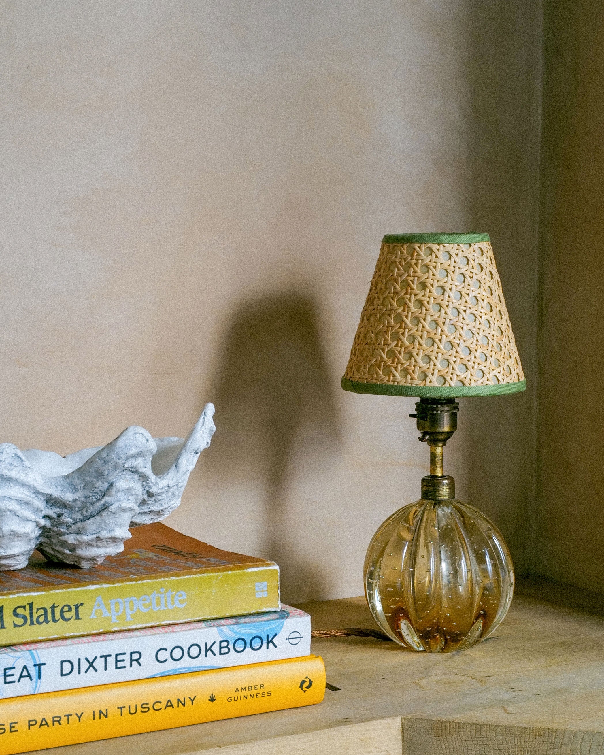 Cane Lampshade, Khaki Trim, Mini