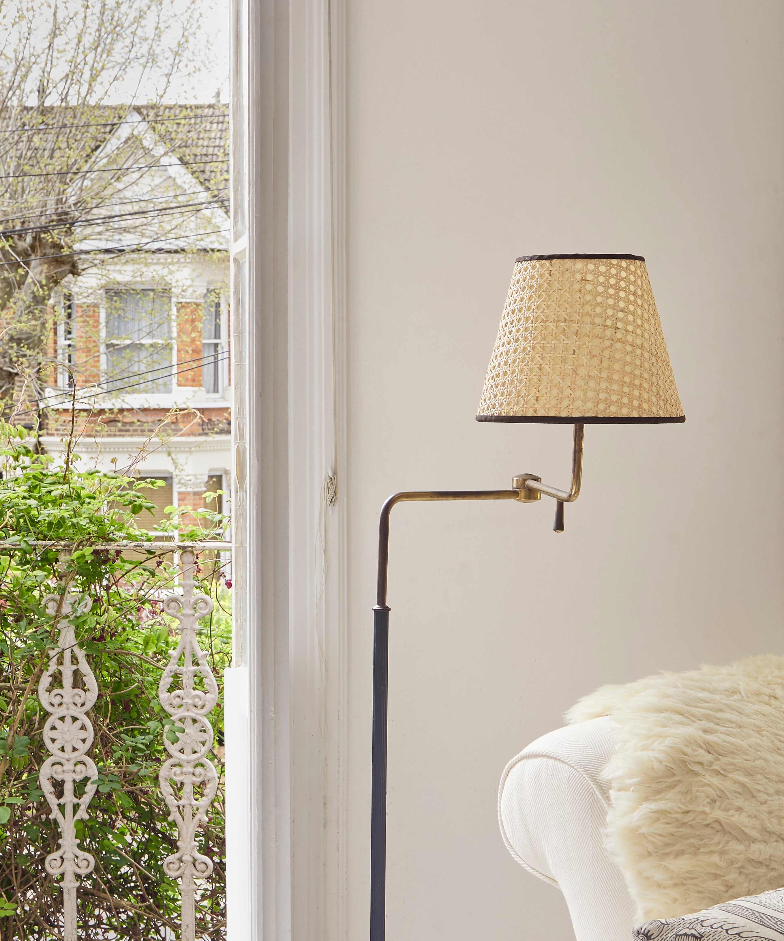 Cane Lampshade, Chocolate Trim, Small