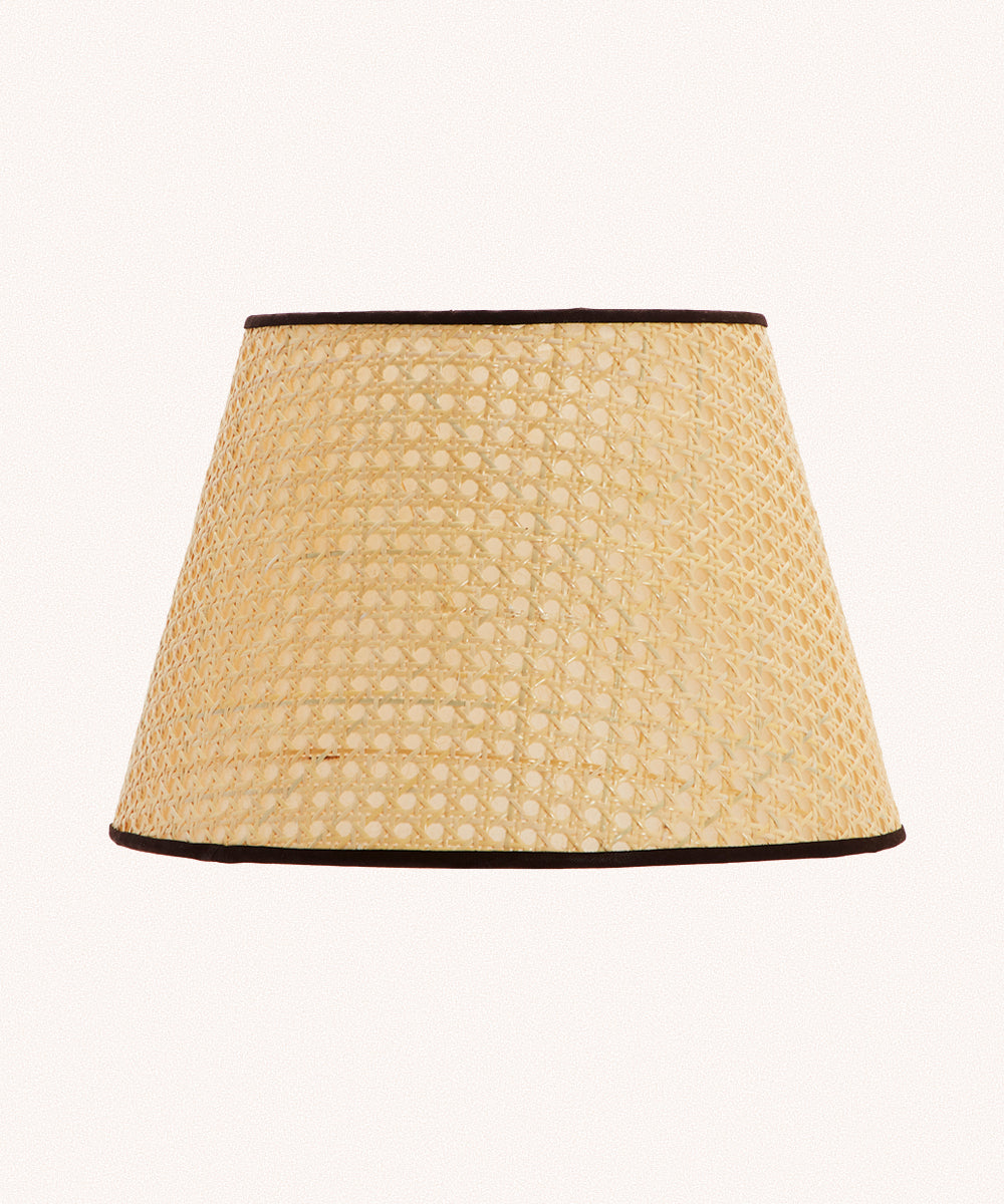 Cane Lampshade, Chocolate Trim, Medium