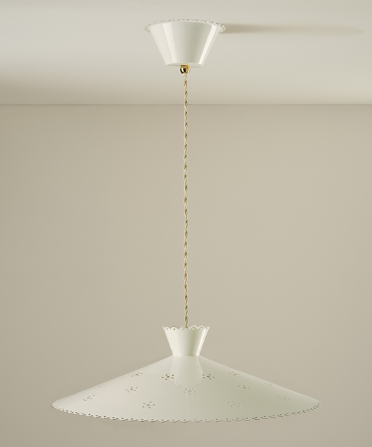 Floral Brass Pendant, Cream, Large