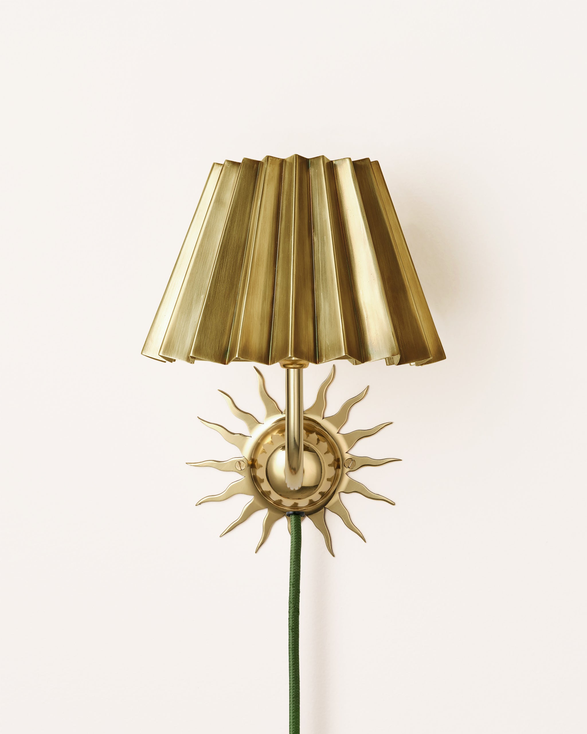 Sunburst Plug In Wall Light, Polished Brass