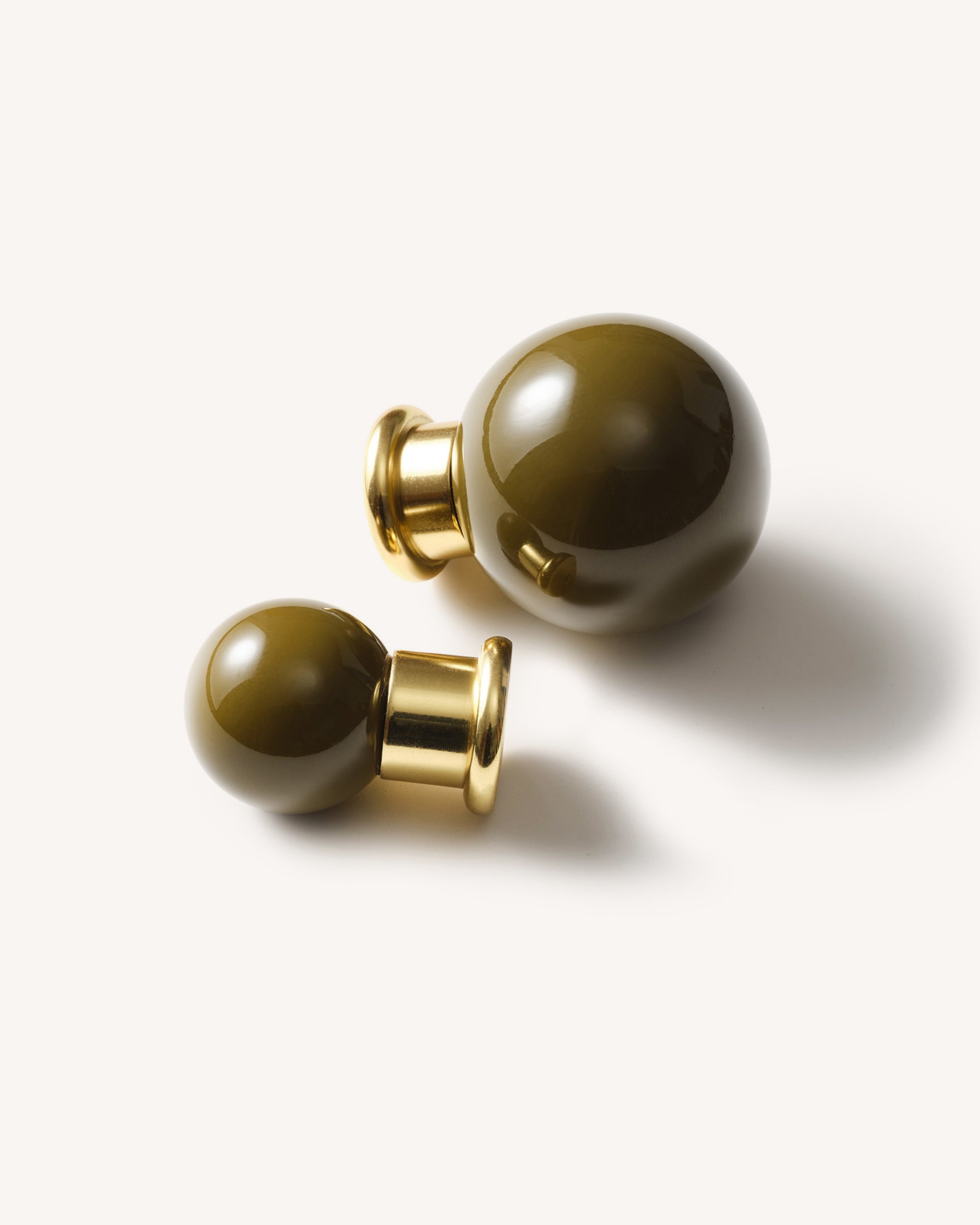 Coloured Knob, Khaki, Brass