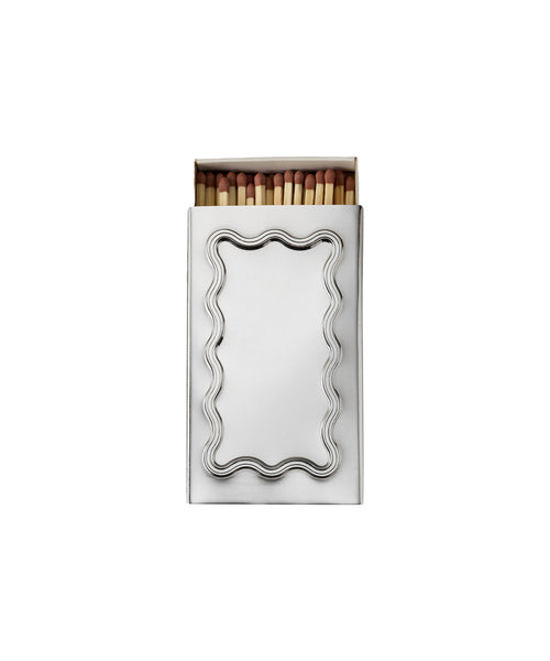 Engraved Wave Matchbox Sleeve, Silver