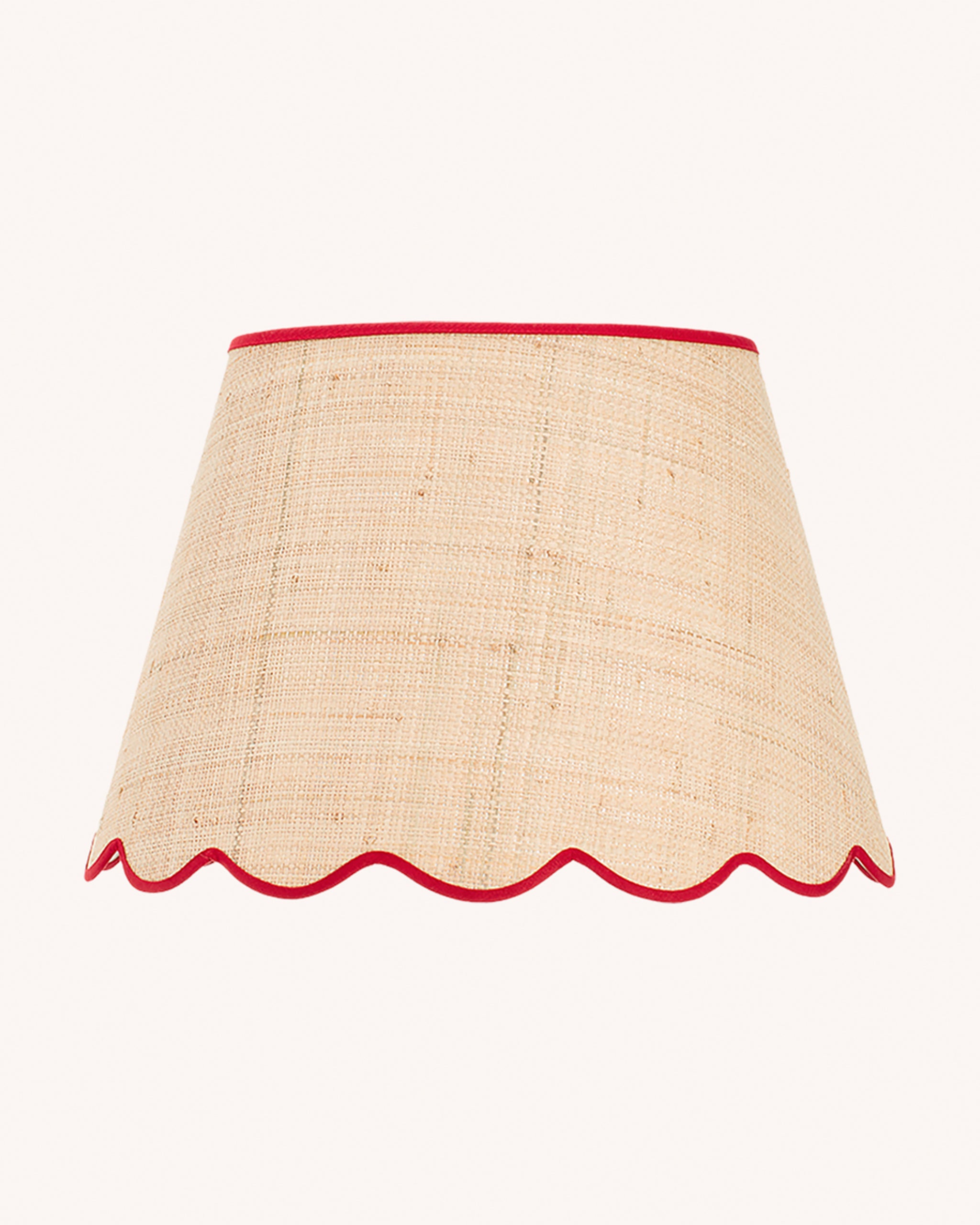 Raffia Scallop Lampshade, Red Trim, Medium