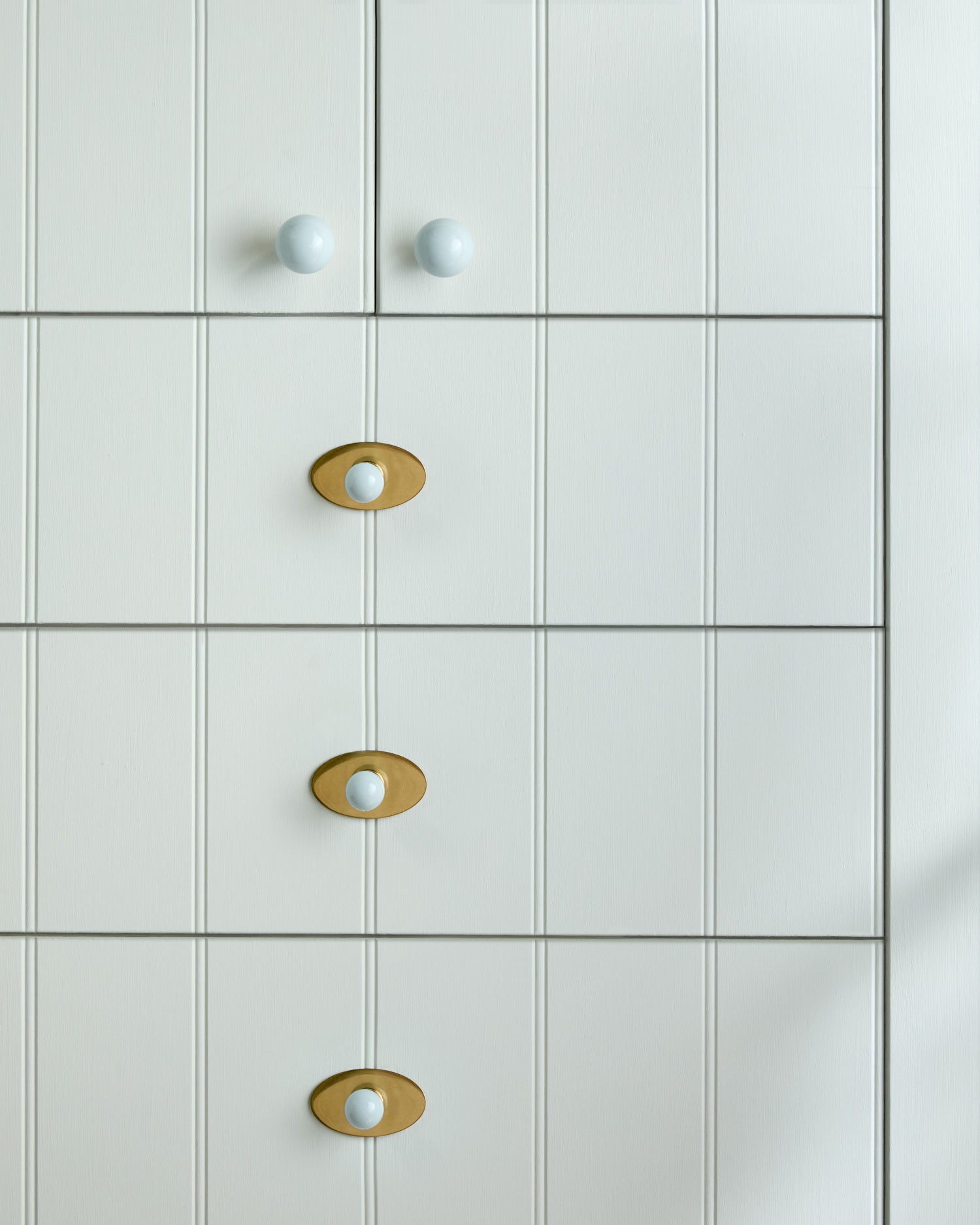 Coloured Knob, Pale Blue, Brass