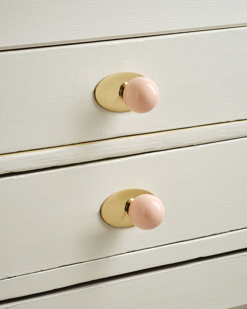 Coloured Knob, Pink, Brass – MG&Co