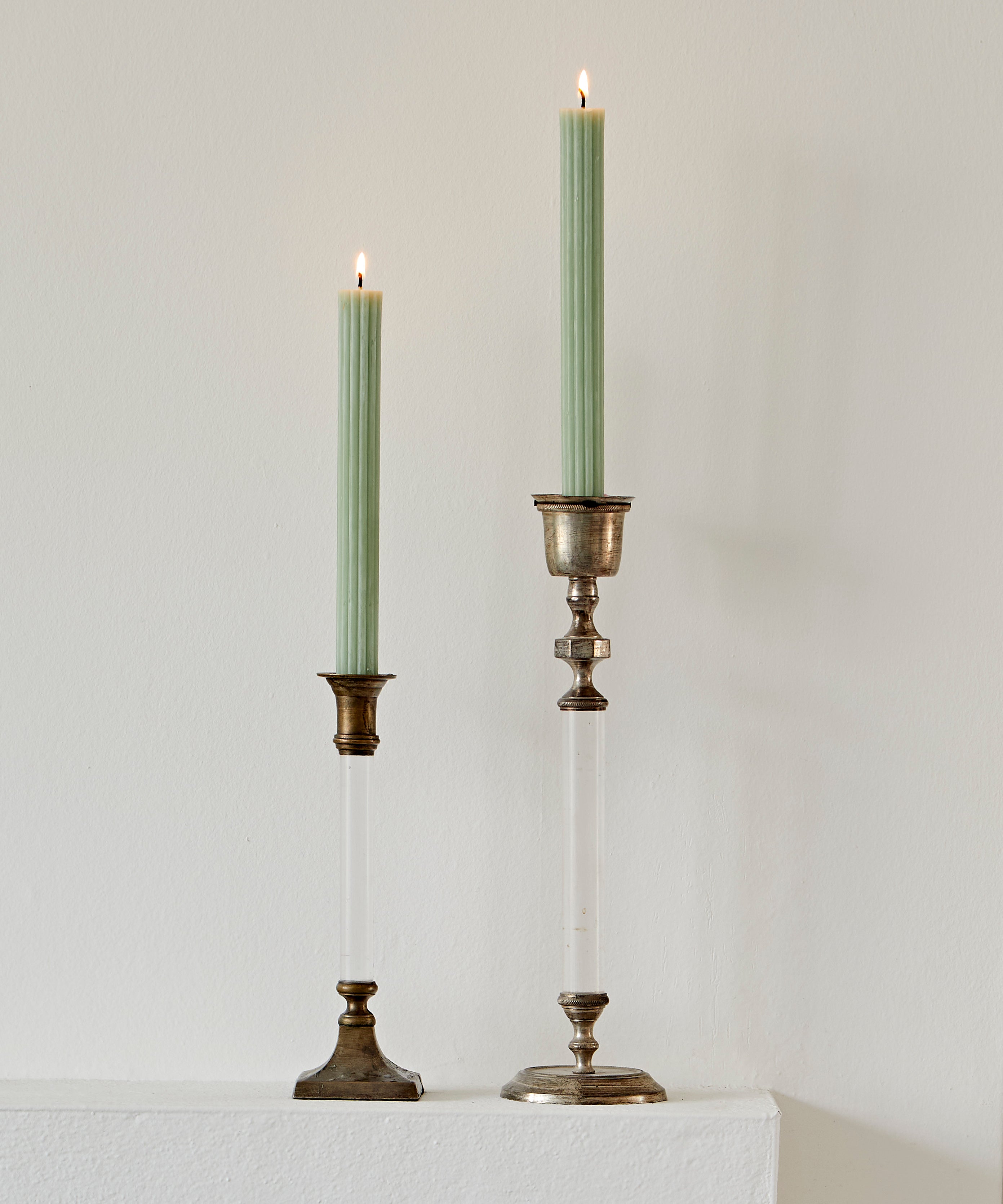 Ribbed Beeswax Candles Pack, Pistachio