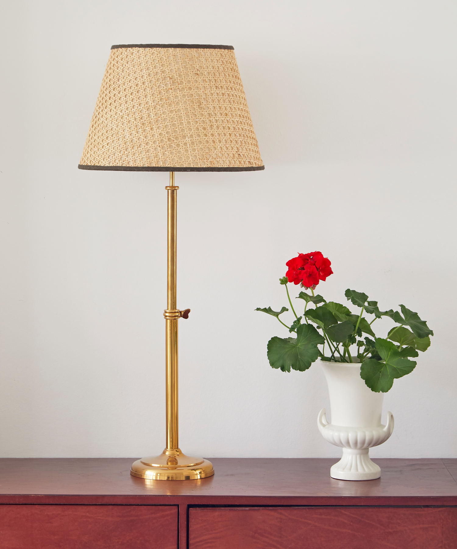 Cane Lampshade, Chocolate Trim, Medium